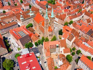 Nuremberg old town aerial panoramic view