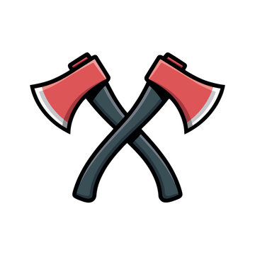 crossed red axes cartoon style clip art preview