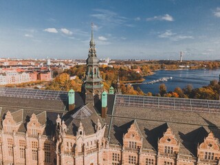 Aerial View of Nordic Museum in Stockholm, Sweden