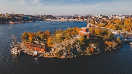 Aerial Views of Skeppsholmen in Stockholm, Sweden