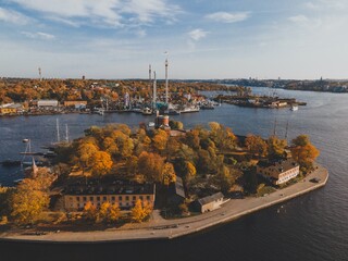 Aerial Views of Skeppsholmen in Stockholm, Sweden