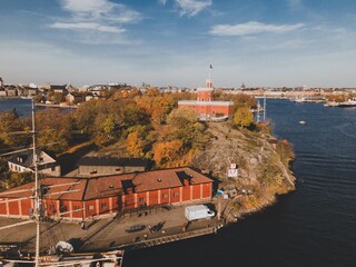 Aerial Views of Skeppsholmen in Stockholm, Sweden