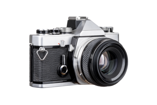 Old Retro Photo Film Camera Isolated on White and Png Transparent Background