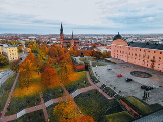 Aerial views of Uppsala in Eastern Sweden