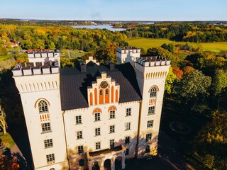 Aerial Views of Bogesunds Castle in Vaxholm, Sweden