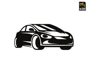 Modern Sports Car Silhouette Front View Isolated EPS10