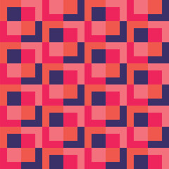 Pattern created from orange, blue, pink and fuschia pink squares