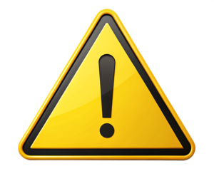 Yellow Warning Triangle with Exclamation Mark on Background alert danger isolated on a transparent background