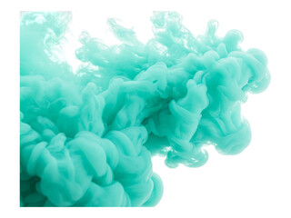 Turquoise smoke isolated on transparent background