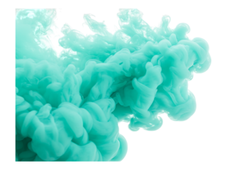 Turquoise smoke isolated on transparent background