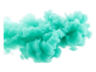 Turquoise smoke isolated on transparent background