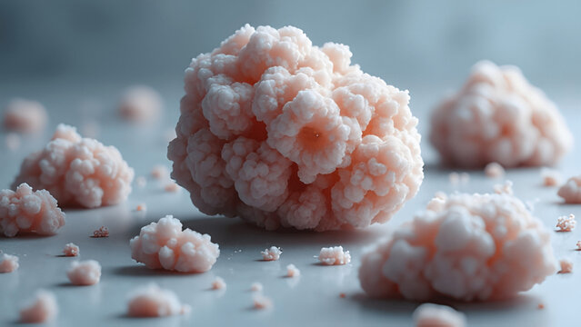 Microscopic image of large struvite kidney stones, known for their rapid growth and associated with chronic urinary tract infections. 