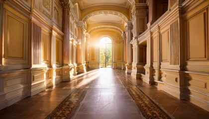 Obraz premium sunlit hallway with classic architecture
