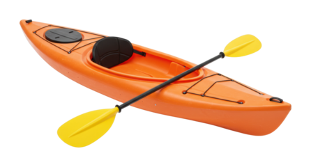 Kayaking adventure lake sports equipment outdoor side water activity for enthusiasts. Cut out PNG