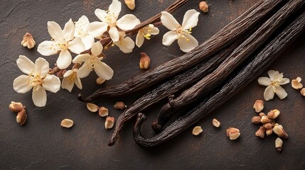 Aromatic Composition with Vanilla Beans and Jasmine Flowers.