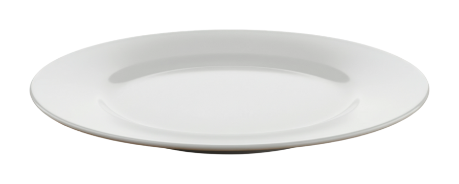 Serving food on a plain white plate kitchen culinary art indoor overhead minimalist for visual appeal. Cut out PNG