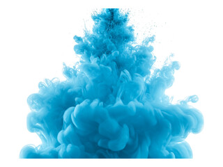 Blue ink explosion on transparent background