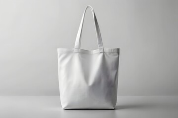 White tote bag with embossed silver pattern, studio shot