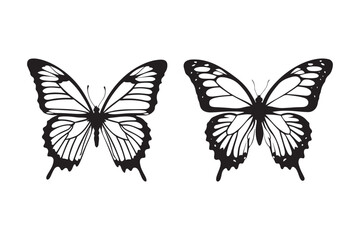 Elegant butterfly silhouettes set delicate wing patterns symbolizing nature and transformation
