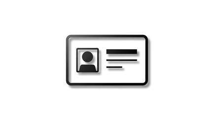 A black and white id card icon with a person silhouette and text lines on a white background image ai generated