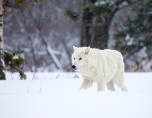 Obraz premium Arctic wolf walking in a snowy forest