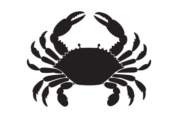 Bold black silhouette of a crab with claws raised ready for action