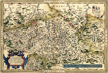 Antique map of saxony, meissen and thuringia showing towns, rivers and forests