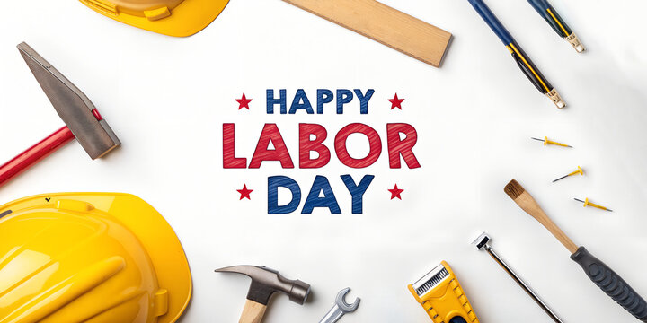 Celebrate Labor Day with essential construction tools, showcasing the hard work and dedication of workers everywhere, perfect for holiday promotions and project announcements