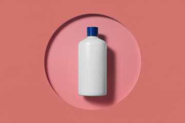 Minimalist White Cosmetic Bottle Mockup:  Pink and Blue Branding Concept.