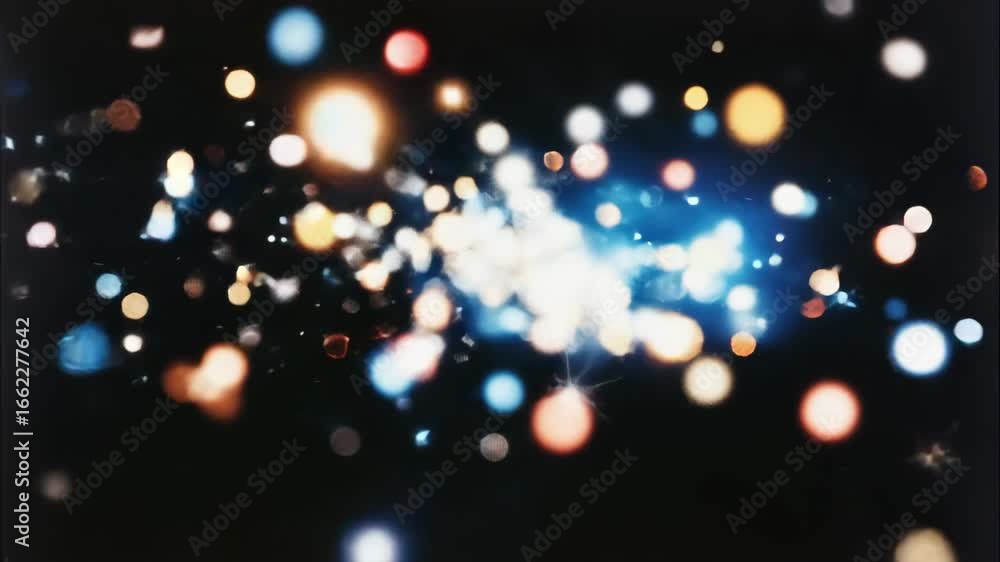 Poster abstract video concept with a bokeh effect, featuring colorful, out-of-focus lights. captured from a