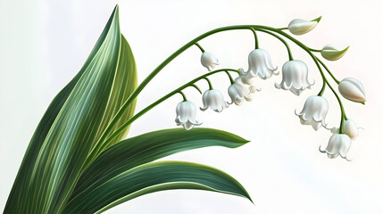Obraz premium Highly detailed botanical illustration of a lily of the valley for home decor and nature enthusiasts