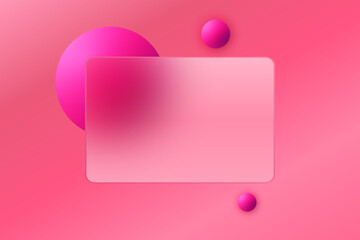 Bright 3D background with pink spheres and glass morphism. Eps 10