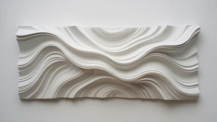 Obraz premium Abstract White Wave Sculpture: Modern Minimalist Wall Art, Elegant and Serene Design.