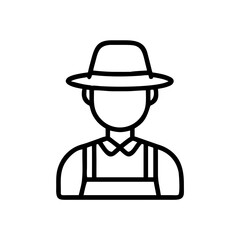 Farmer wearing  hat and overalls icon
