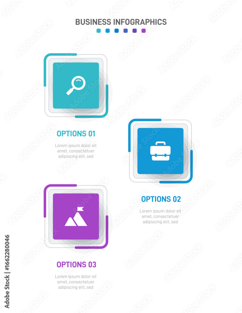Poster vertical progress bar featuring 3 arrow-shaped elements, symbolizing the three stages of business st