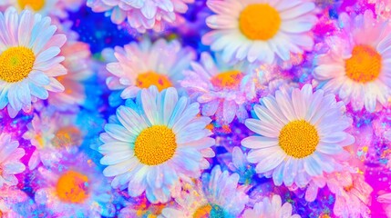 Fototapeta premium Vibrant Rainbow Daisies Close Up Floral Photography