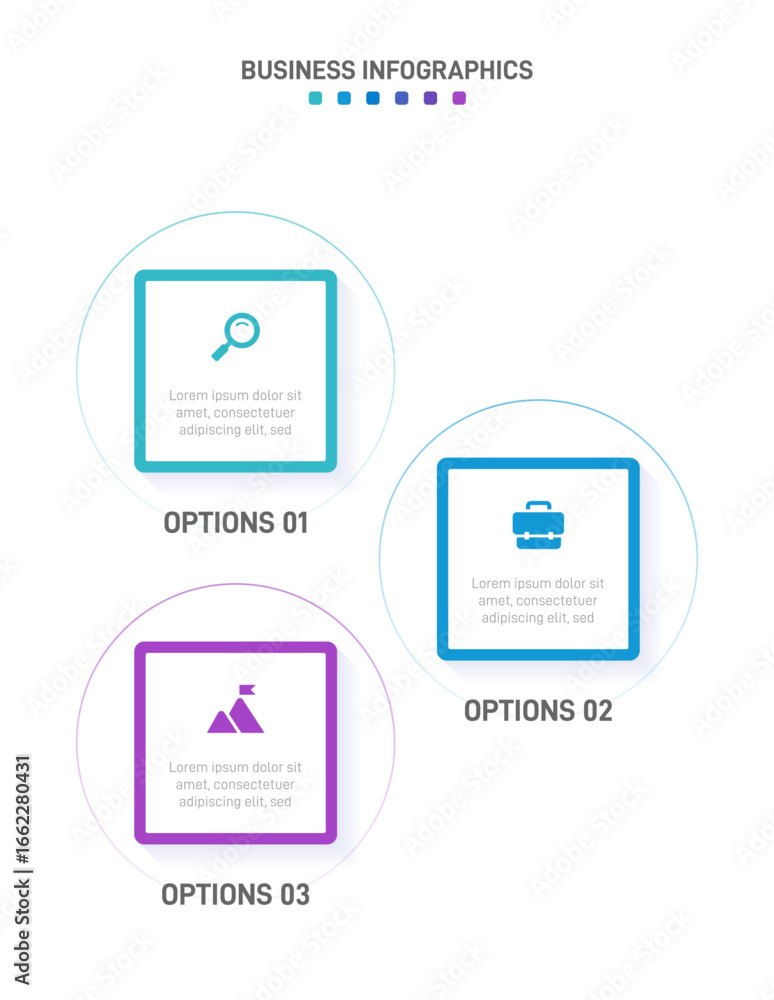 Poster vertical progress bar featuring 3 arrow-shaped elements, symbolizing the three stages of business st