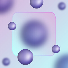Purple Abstract Background with Blurred Glass and Spheres. Eps 10