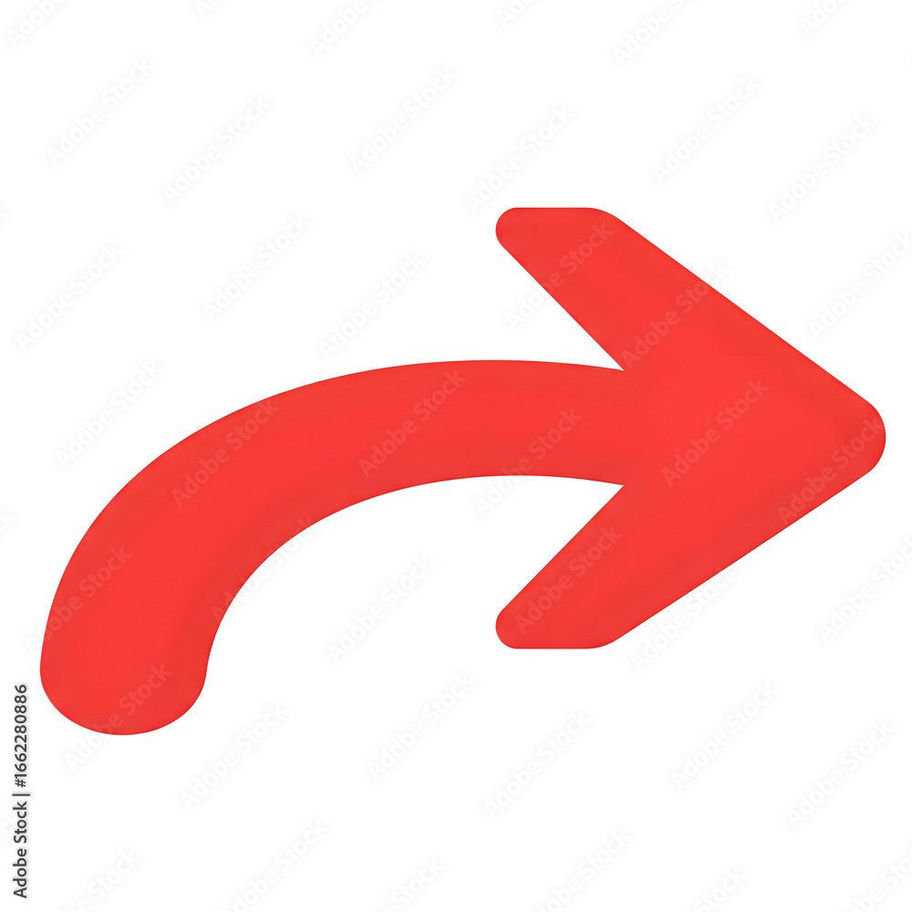Poster red curved arrow icon png – flat style navigation & ui symbol – isolated on transparent background p