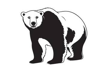 Majestic standing panda bear artistically drawn with bold black and white ink style