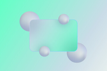 Minimalistic background with volumetric white balls and a transparent element. Eps 10