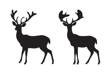 Majestic stag silhouettes two elegant deer facing left and right wildlife art
