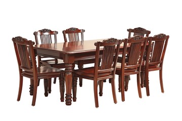 Elegant mahogany dining set with eight chairs for luxurious family gatherings and sophisticated dinner parties