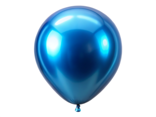 Gleaming Blue Balloon Floating Isolated on Background metallic reflective isolated on a transparent background