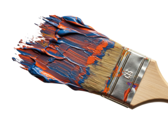 Creative painting techniques using brush studio art supplies indoor color mixing. Cut out PNG