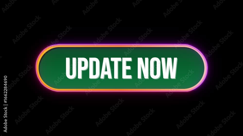 Fototapete update now, button click animation with computer mouse cursor and luxury neon glow colorful border o