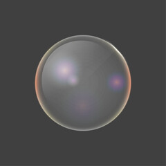 Single Soap Bubble with Subtle Rainbow Hues. PNG Bubble for Design Overlays