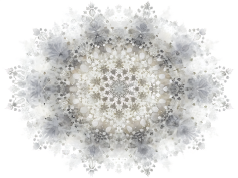 Intricate White and Gray Floral Mandala with Transparent Background symmetrical pattern isolated on a transparent background - Powered by Adobe