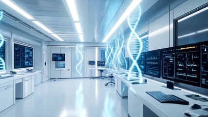 Futuristic DNA Lab: High-Tech Science and Medical Research - Powered by Adobe