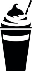 Chocolate Frappe Silhouette with Swirl and Straw in Labeled Cup Vector